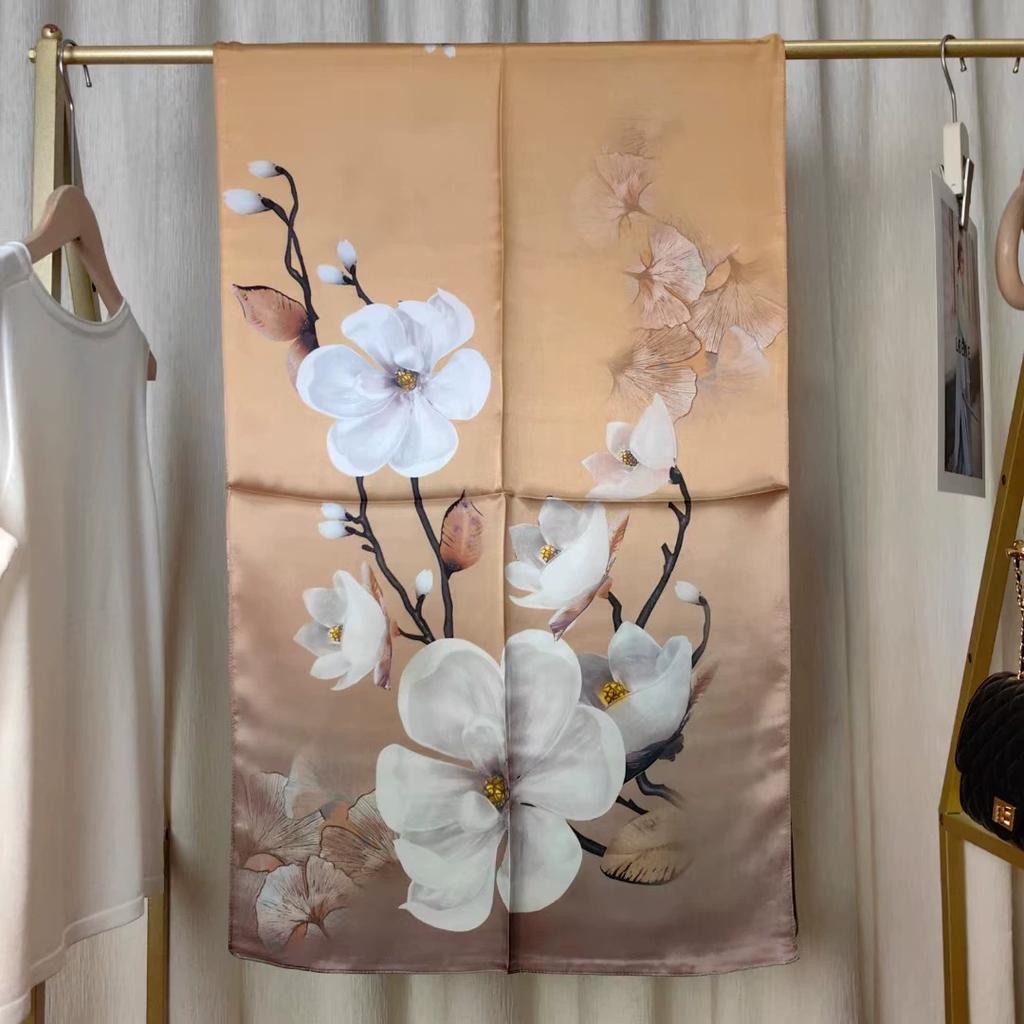 New Women Silk Scarf Long Pashmina Traditional Chinese Style 100% Mulberry Silk Scarf Business Gift Silk Scarves Gift for Mom