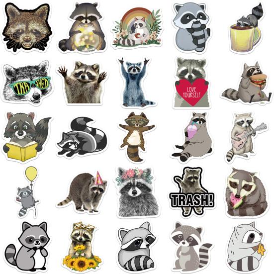 50Pcs Graffiti Stickers Self-adhesive Waterproof Strong Stickiness Exquisite Pattern Wide Application Decorative PVC Lovely Cartoon Animal    Supplies
