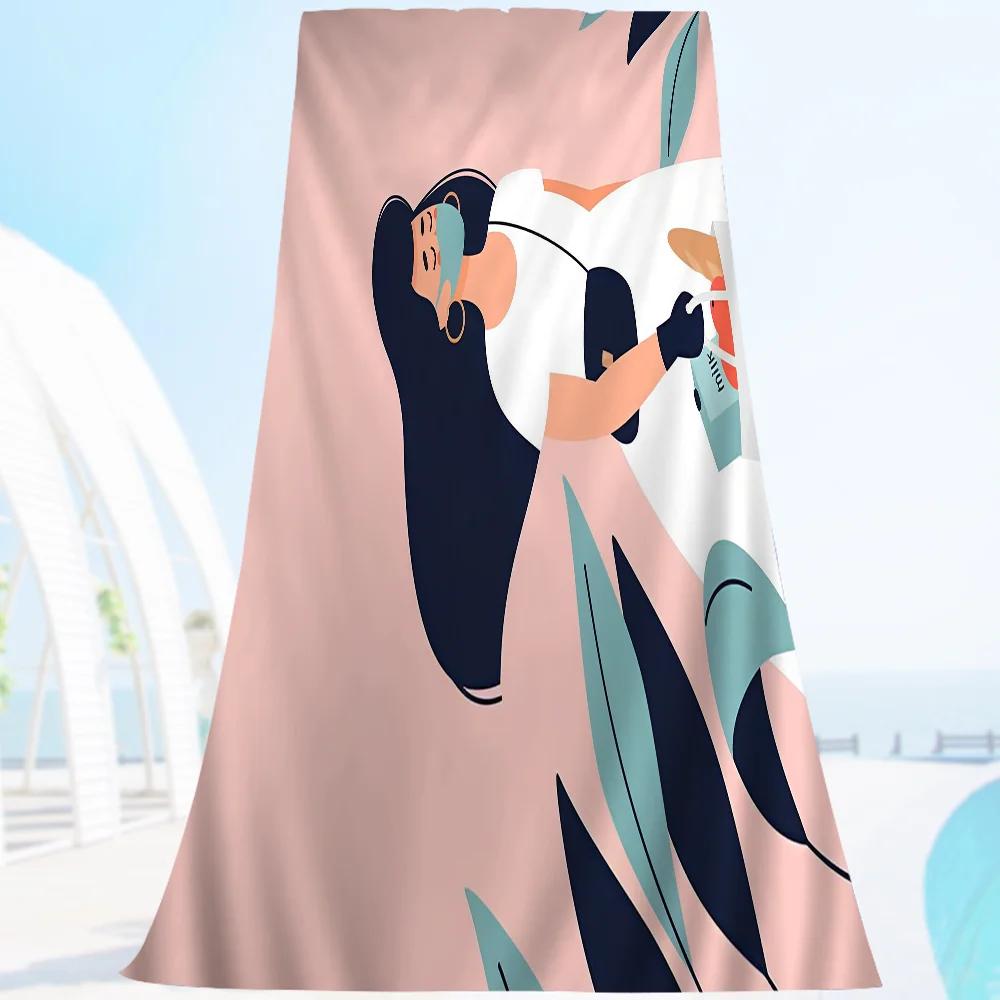 

Abstract Fashion Vintage Girl Wall Art Anime Beach Swimming Towel Soft Absorbent Washcloth Gifts For Kids Travel Camping Gym W40*H60(CM)