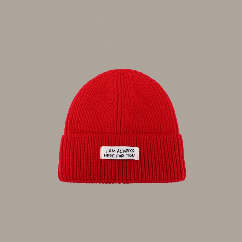 Hot Selling Blank Designer Handmade Embroidery Print Woben Label Patch Custom Knitted Beanie Hat One Size красный