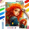 Oil Painting DIY Digital Painting Merida Princess Red Curly Hair Nature Portrait Wall Art for Living Room and Entryway.
