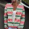 Women's Fashion Christmas Print Long Sleeve Knitted Cardigan Button Jacket