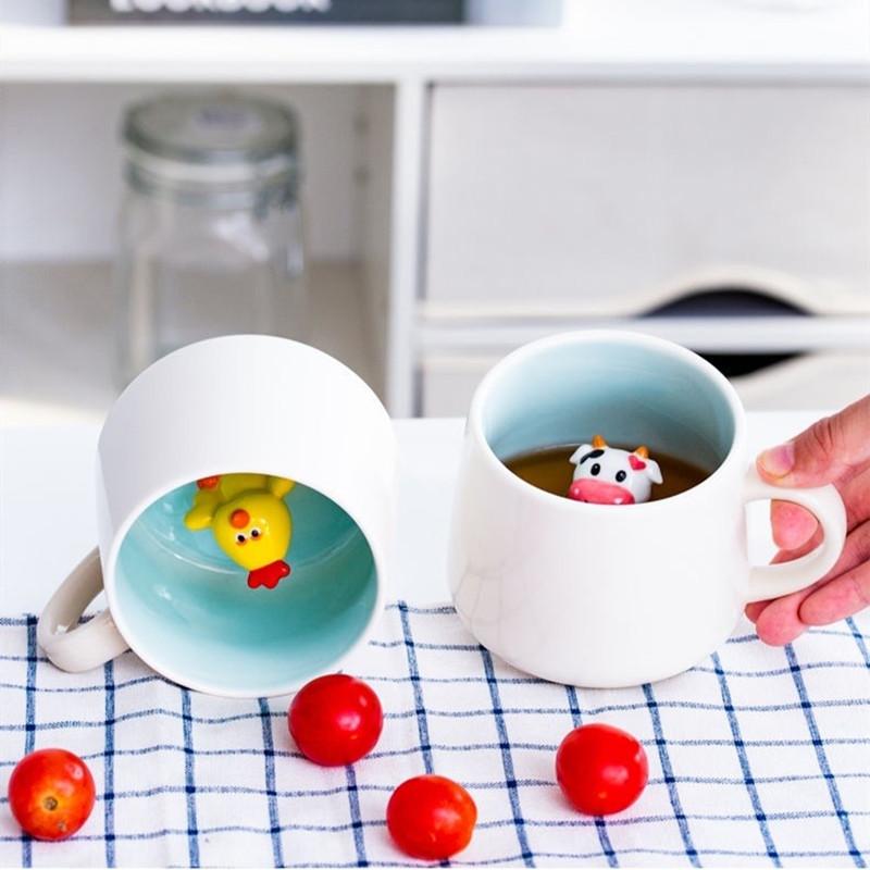 350ml Söt Djur Keramisk Mugg Tecknad 3D Kaffe Mjölk Te Frukostkopp Nyhetspresent