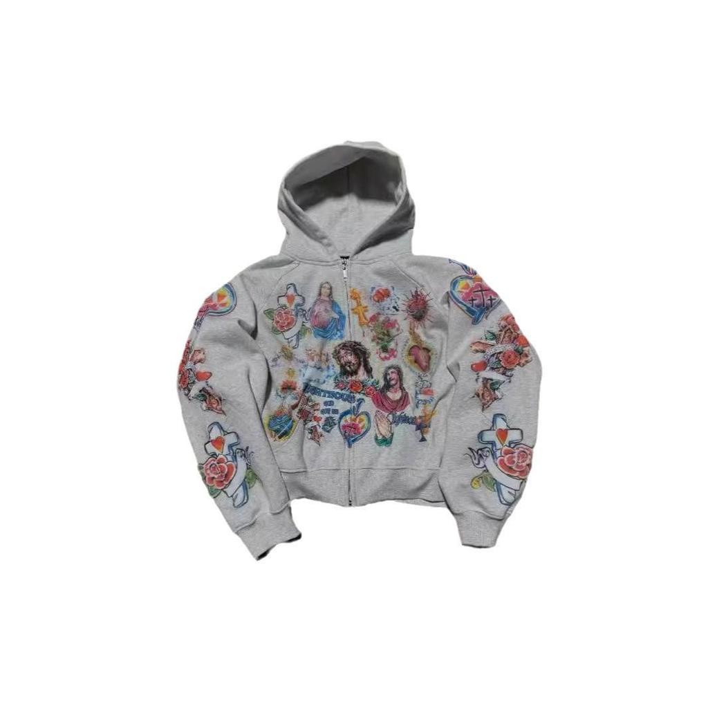 Retro Gothic 3D Print Hoodie: Loose, Versatile Harajuku Sweatshirt for Couples