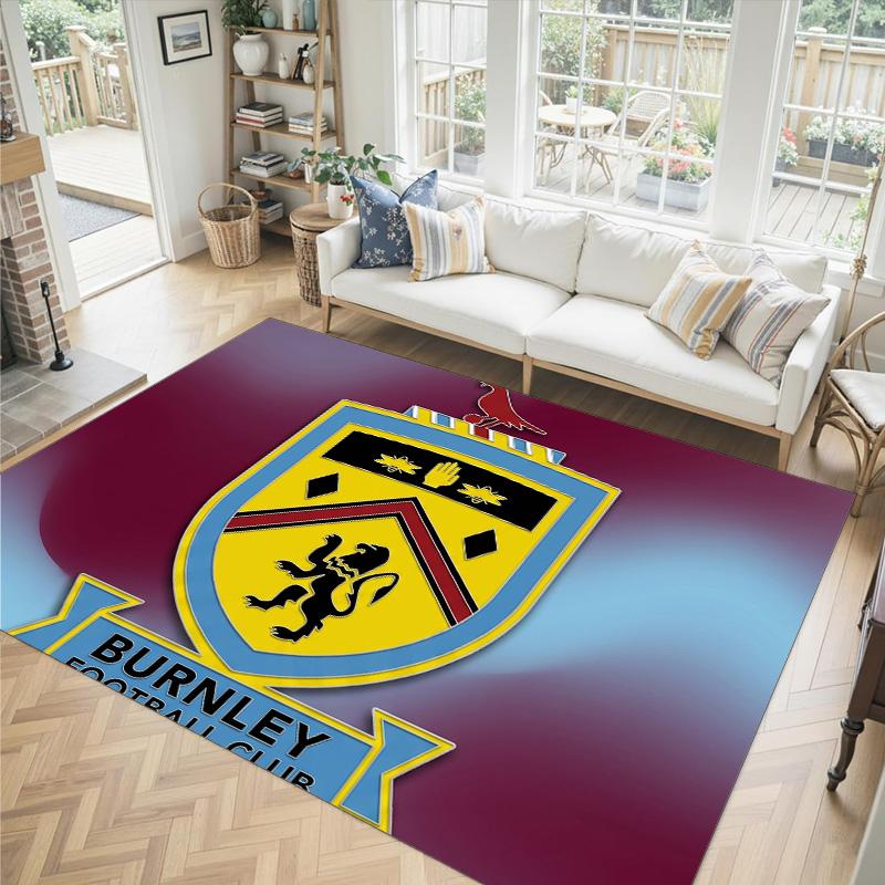 Burnley Football Design Crystal Velvet Carpet Cozy Non?Slip Printed Rug For Bedroom Living Room Entrance