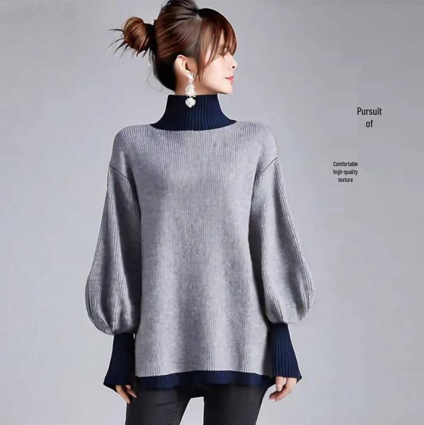 Korean Style Women's Turtleneck Sweater: 2025 Autumn/Winter Loose Knit Pullover Base Layer