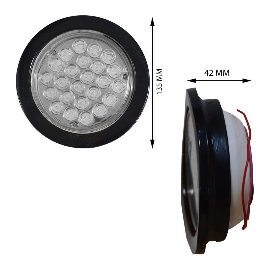 2pcs 4" Inch Round White Super Bright Diodes Reverse Backup Tail Sealed Lights Rubber for Trucks Trailers RV Boat 24V