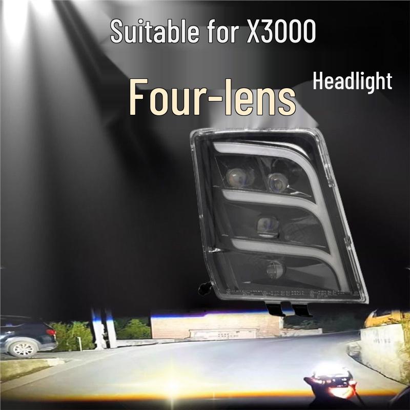 Shaanxi Delong X3000 LED Bi-Beam Headlight Assembly - Super Bright Original X300 Modification. Right