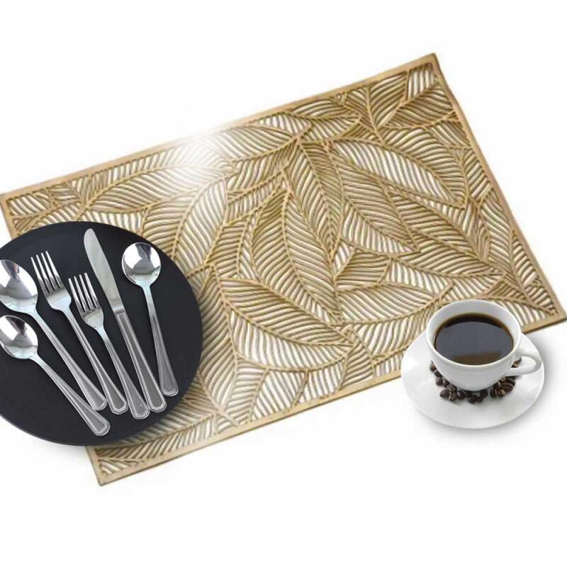 

Modern GOLD PVC Leaf Placemat 45x30cm gold