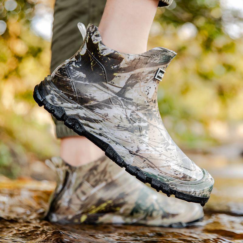 Low tube medium tube lightweight non-slip high tube rain shoes wear-resistant men's shoes fashion rain boots shoes student breathable