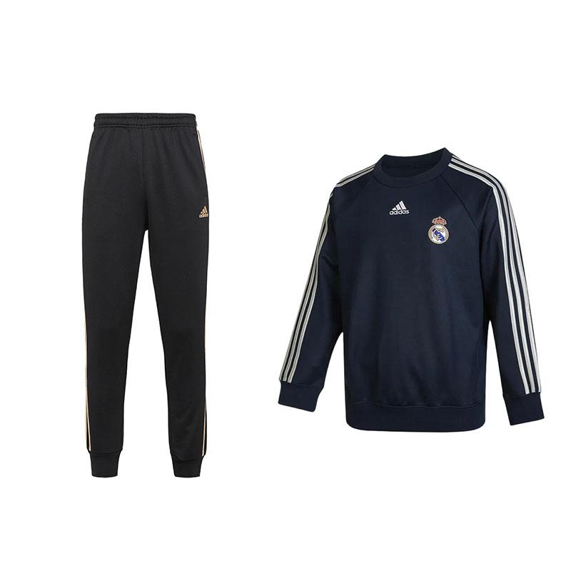 

Adidas Logo Embroidered Crew Neck Pullover American Vintage Long Sleeve Side Stripe Elastic Pants Sweatshirt Set Men Sweatshirt Set HA2531+TR30P1R-BG S