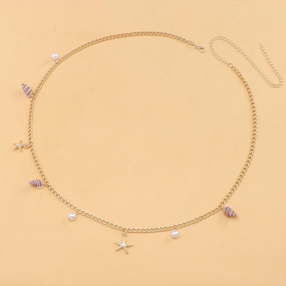 Bohemian Summer Beach Shell Collarbone Chain Niche Seaside Travel Imitation Starfish Conch Pendant Necklace