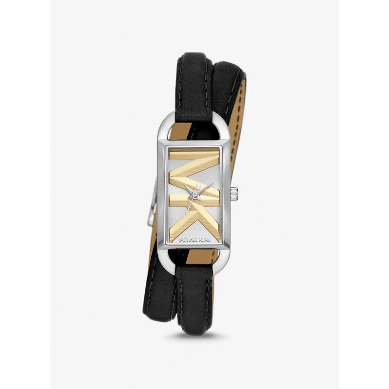 

Мини-часы Michael Kors Empire с серебристым покрытием и кожаным ремешком MK4722 чёрный