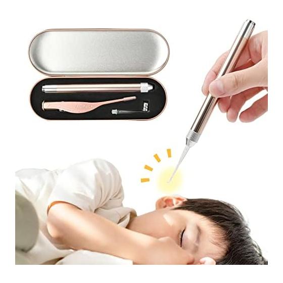 Glowing Ear Pick with LED Light Tweezers, Ear Pick, Ear Pick, Stainless Steel, Illuminated, Ear Cleaning, Nursing Care Ear Pick, Convenient Goods,