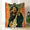 Rastaman Live Up Bob Marley Printed Blanket Bedroom Blanket for Livingroom Couch Lunch Break Soft Cozy Throw for Friend's Festival Gift