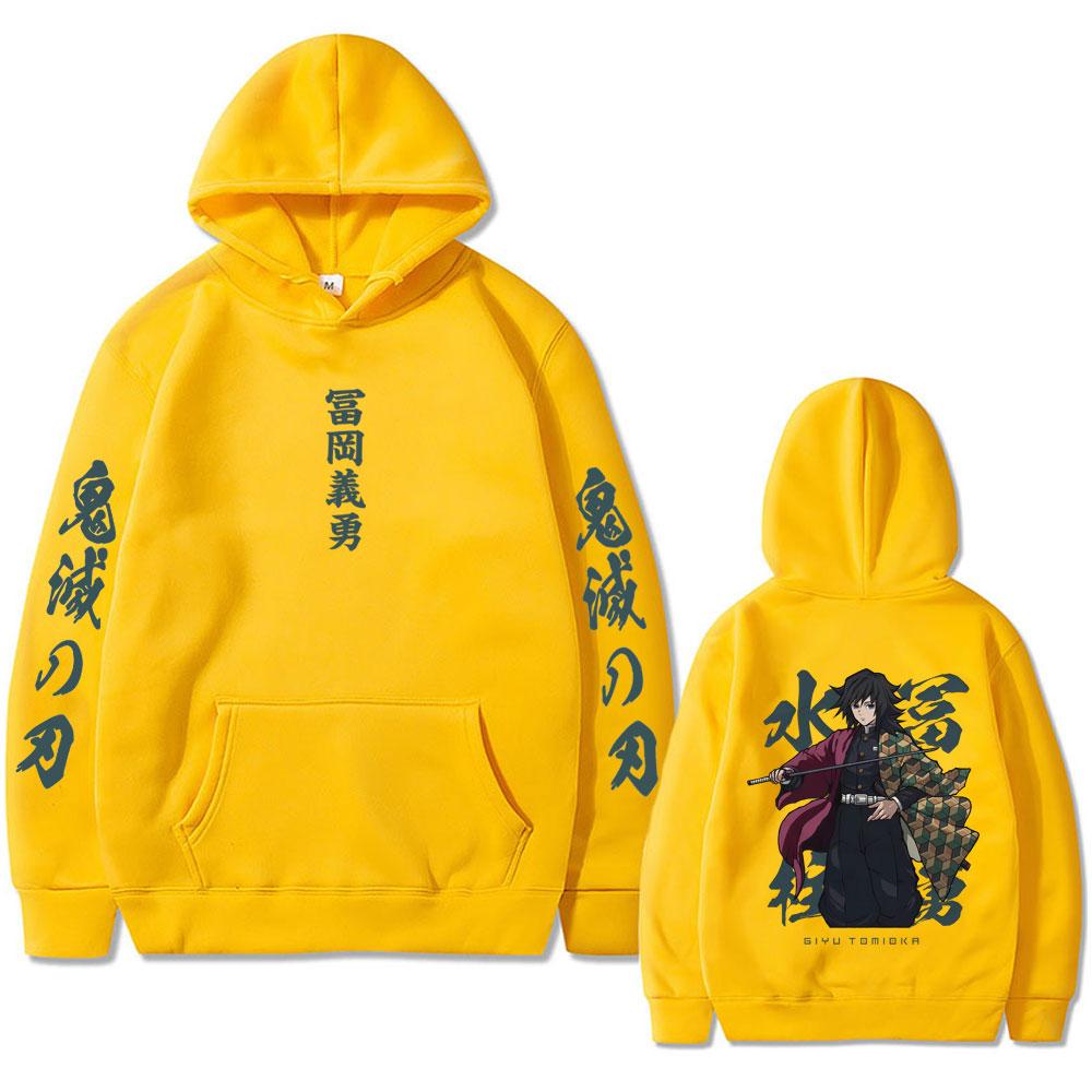 Anime Demon Slayer Water Hashira Tomioka Giyuu Graphic Hoodie Men Women Casual Fleece Hoodies Men's Fashion Streetwear