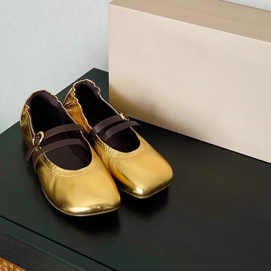 Sheepskin Retro Oblique Head Ballet Shoes Women Wear One-word Buckle Belt Temperament Flat Mary Jane Single Shoes Grandma Shoes Women