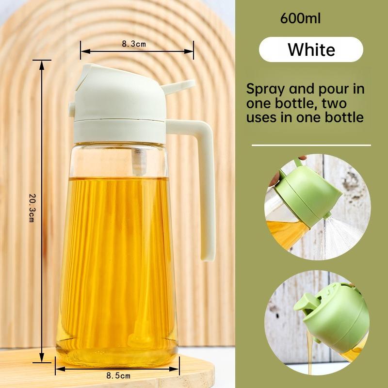 Glass Oil Bottle 2 In 1 Spray and Pour Kitchen Oil Dispenser for Home Cooking