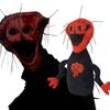 Gruseliges Horror-Spiel Plüschtier Der Gekochte Dunkler Stil Stoffpuppe Rot Schwarz