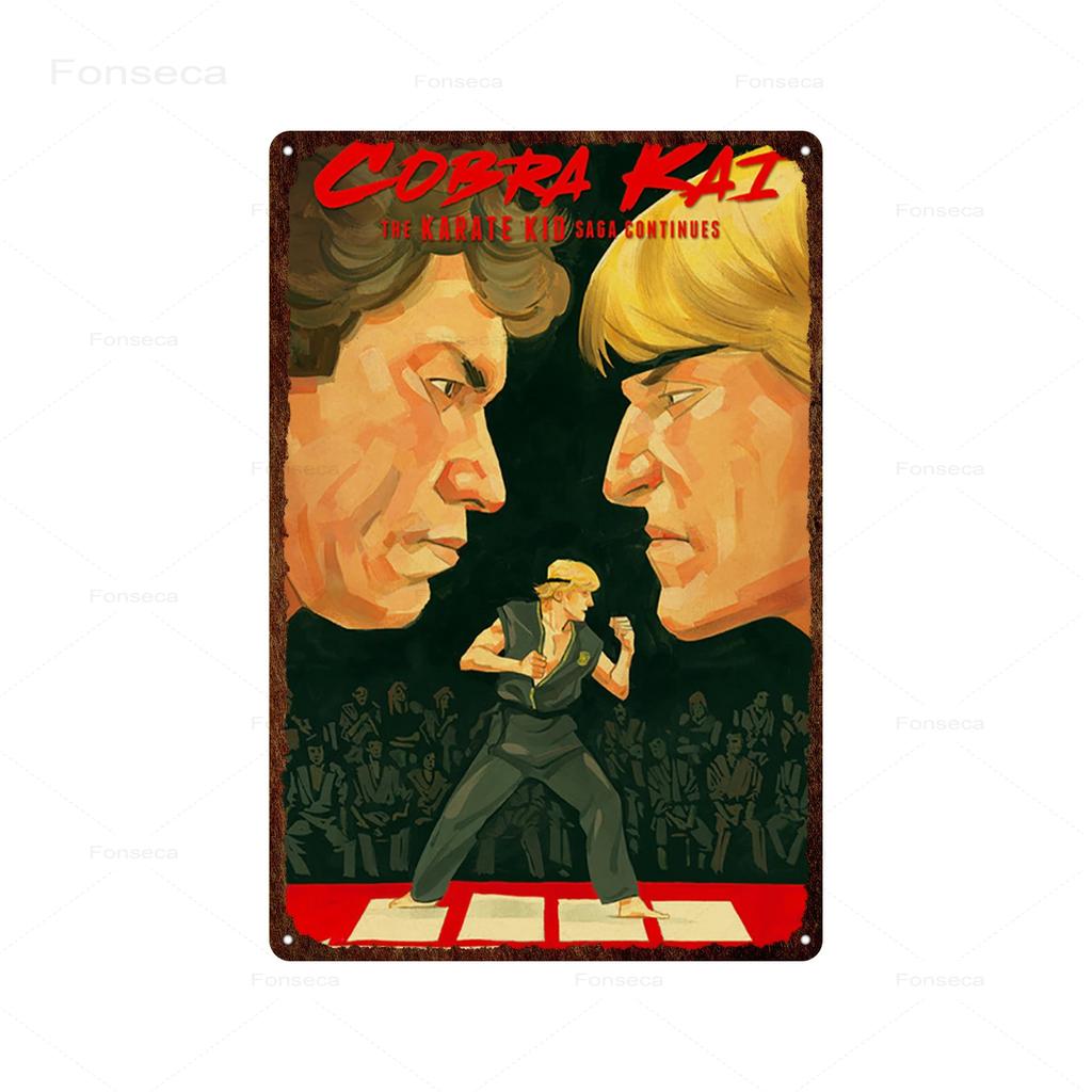 Klasický Kung Fu Komediální Film Kovové Plechové Značky Cobra Kai Retro Umění Nástěnná Samolepka Plakát pro Bar Místnost Domácí Dekorace Plechové Tabule