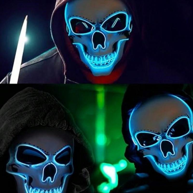 1Pcs Fashion Horror Halloween Skull Mask Led Light Cosplay Costume Cosplay Mask Halloween Party Supplies Halloween Party