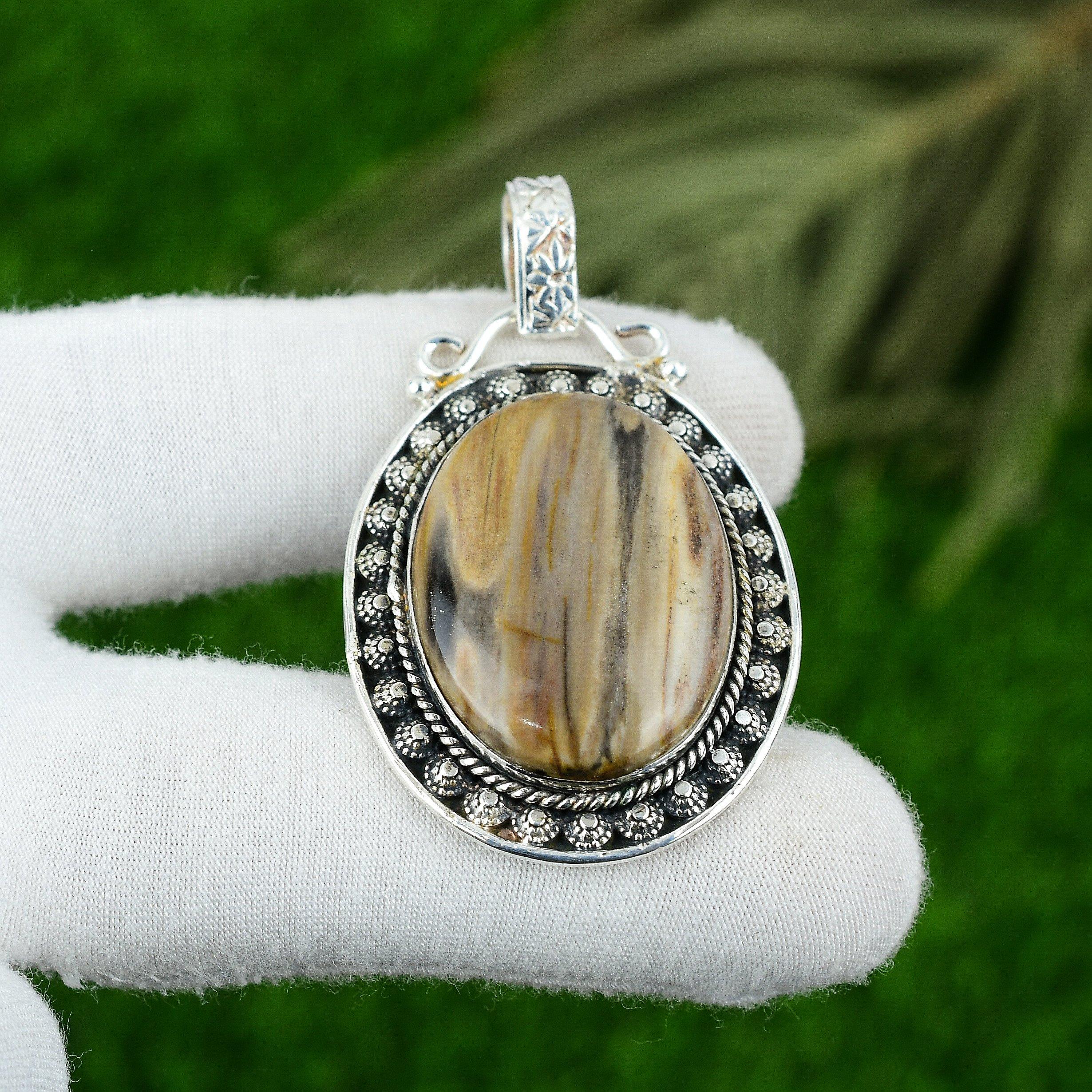 

Oval Mookaite Gemstone 925 Sterling Silver Daughter Wedding Boho Pendant Jewelry