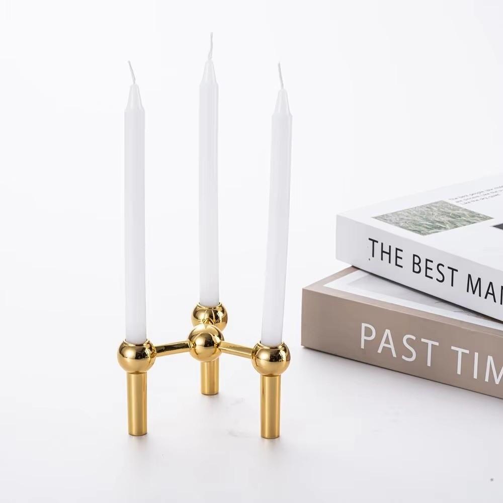 Nordic Style Candle Holder Metal Molecular Structure Triangle Candlestick Gift