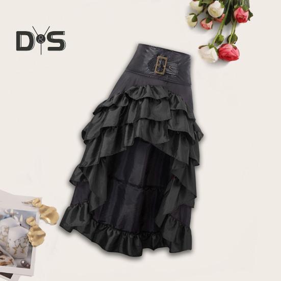 Dámská sukně Vysoký pas Nepravidelný volán Patchwork Barevně ladící Retro Roztroušený středověký královský styl Dámská maxi sukně funkční kostým