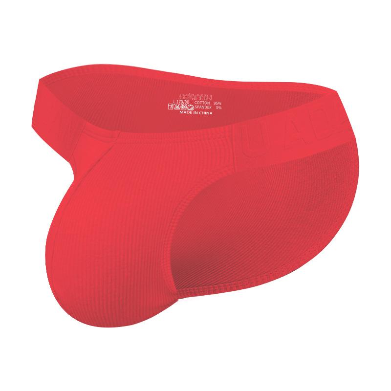 1 Piece Hot Chinese Style Embossed Man Underwear High-cut Briefs For Men Low Waist Lingerie Male Ribbed Cotton Solid Color