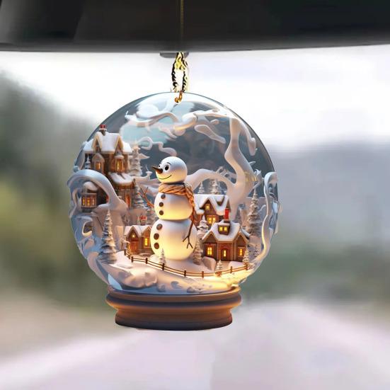 Christmas Snowman Hanging Decoration 2D Flat Snow Scene Sphere Ornament Festive Snowman Decoration for Christmas Tree Mantel Party Decor