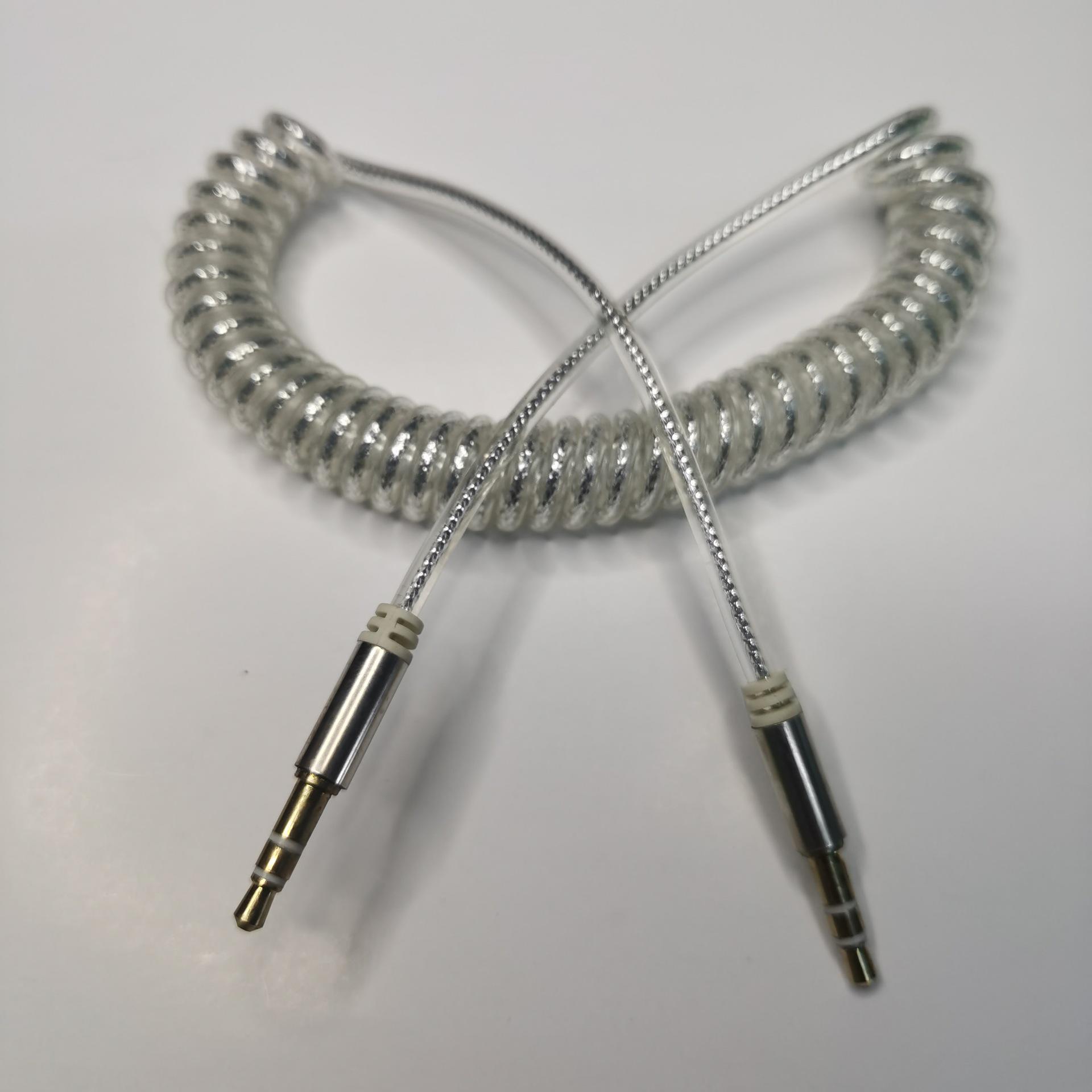 

Пружинный аудиокабель AUX 1,5 м, 3,5 мм штекер-штекер, выдвижной для подключения в автомобиле 1.5m белый