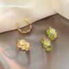 Cat's Eye Stone Cat Eye Hoop Earrings Flower Daisy Drop Earrings Huggie Earrings  Women Girls