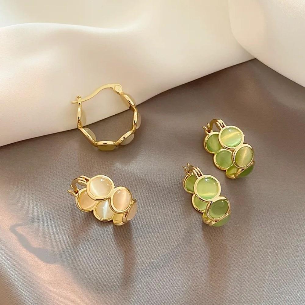 Cat's Eye Stone Cat Eye Hoop Earrings Flower Daisy Drop Earrings Huggie Earrings Women Girls