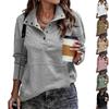 Women's Color Long Sleeve Button Front Sweatshirt with Pocket Casual Top
