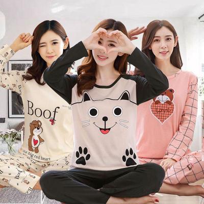 Women's Cartoon Pajama Set - Long Sleeve Shirt & Pants, Petite Students' Homewear for Spring & Autumn