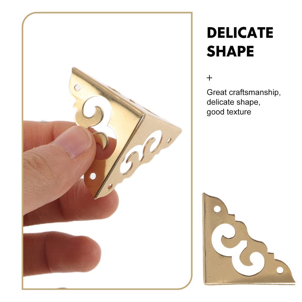 6Pcs Brass Triangle Corner Protectors for Furniture Wood Box Vintage Metal Edge Guards Decorative Corner Protectors Cabinet