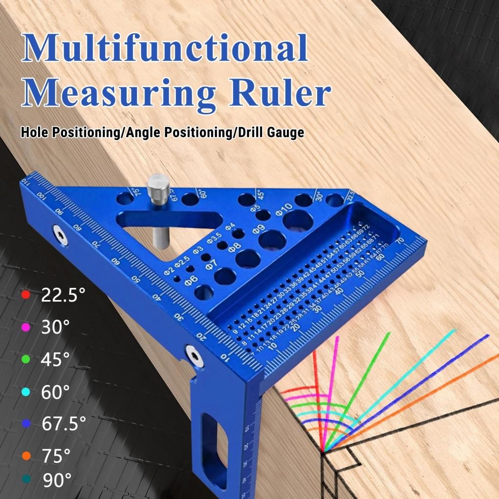 3D Aluminum Ruler Multi-Angle Measuring Tool Drilling Guide