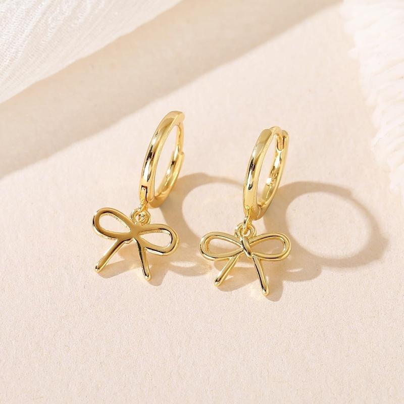 Minimalist Fashion Bowknot Hoop Earrings for Women Cute Sweet New Fashion Girls Earring Jewelry Gifts
