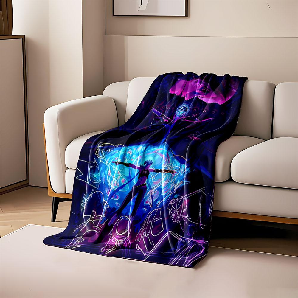 

A glowing blue core surrounded by chaotic sketches and vibrant purple tones. for all seasons blanket lunch break throw gift 80cm x 120cm