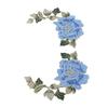 1 Pair Flower Embroidery Patches Beautiful Flowers Pattern Embroidered Applique Iron On Patches for DIY Clothes Blue