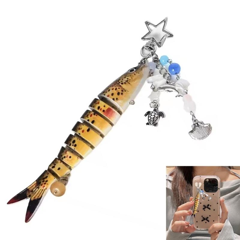 Multicolor Beadwork Fish Key Holder Swimbait Mobile Phone Lanyard Handmade Keyring Decoration Bag Accessory for Women