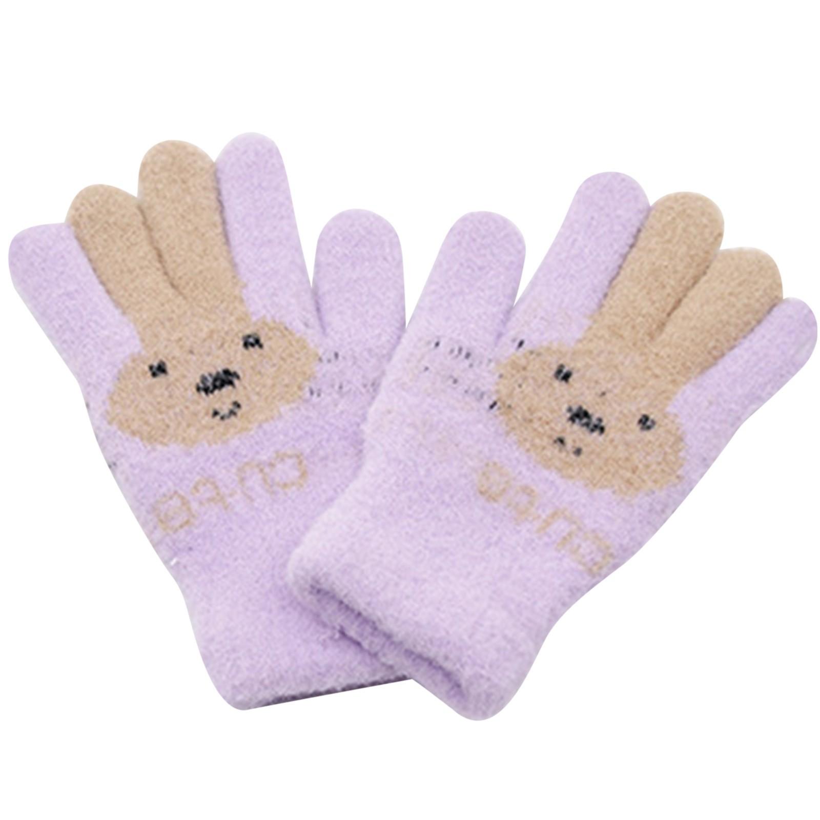 Winter Women Adult Plus Velvet Thickening Cute Cartoon Point Finger Gloves