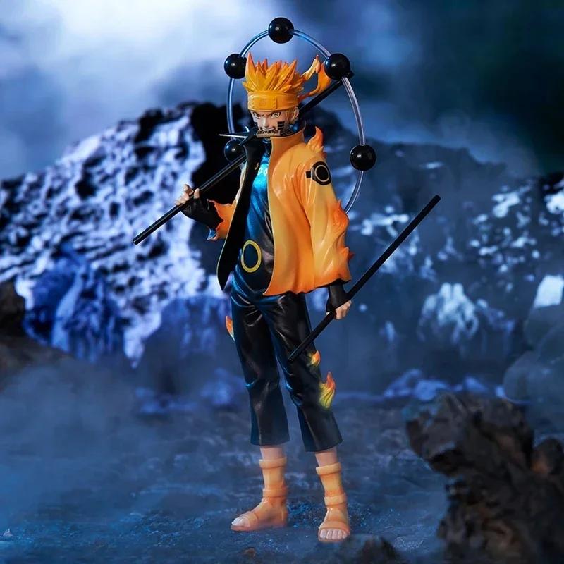 Bandai 20cm Naruto Shippuden Action Figure Set - Uchiha Sasuke Hatake Kakashi Namikaze Minato Anime Collection Model Toys Gifts
