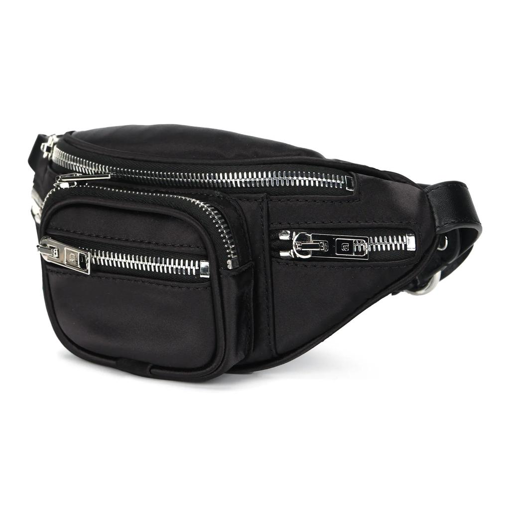 Alexander Wang Double-Zip Satin Crossbody Waist Bag Polyester Mini Unisex Couple Style Black