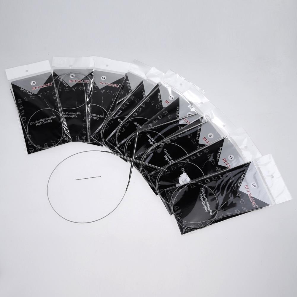 

11 шт. Вязальные спицы для свитеров, портативные, из нержавеющей стали, фиксированные круговые спицы, легкие, разных размеров, для DIY-вязания China Mainland