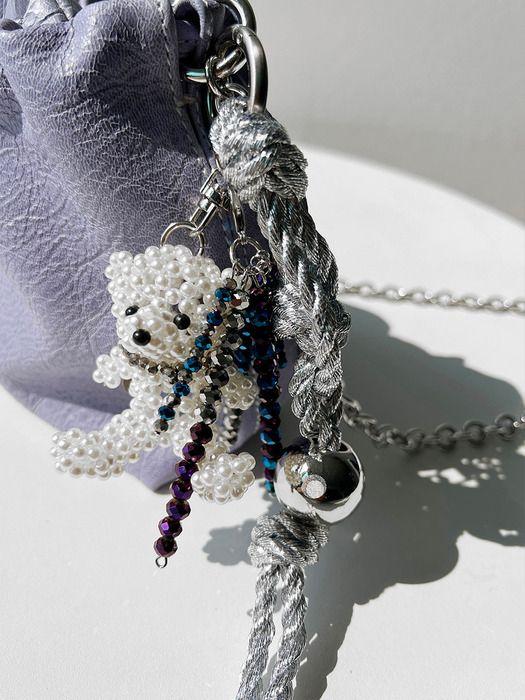 THEHEE Lovely Beaded Bear Bag Charm Key ring Silver
