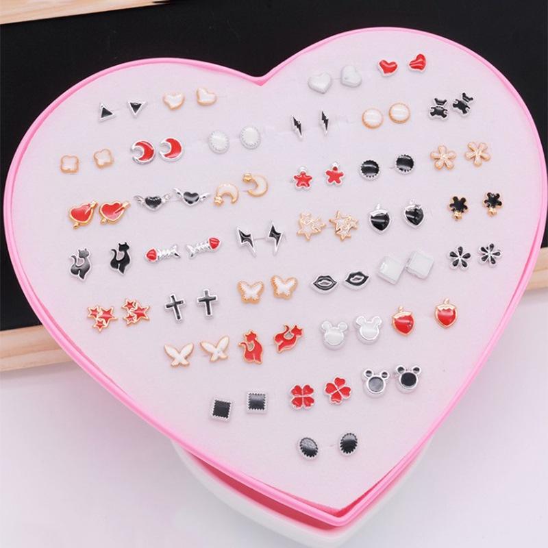 36 Pairs/Box Multicolor Hypoallergenic Plastic Stud Earrings Set For Women Girl Daughter Gifts Jewelry