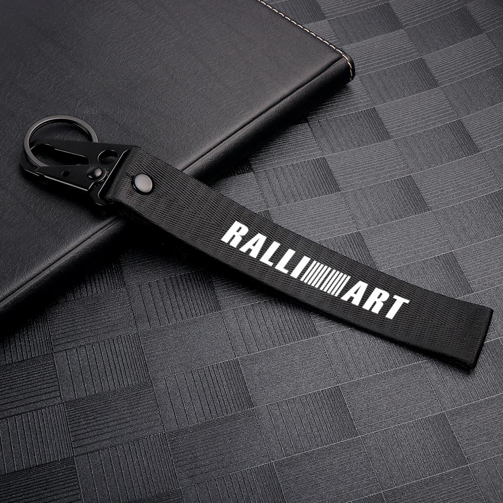 

Car Metal Keychain Nylon Key Strap Pendant Lanyard Keychain Accessorie For Mitsubishi Ralliart Lancer EX Outlander 3 Competition