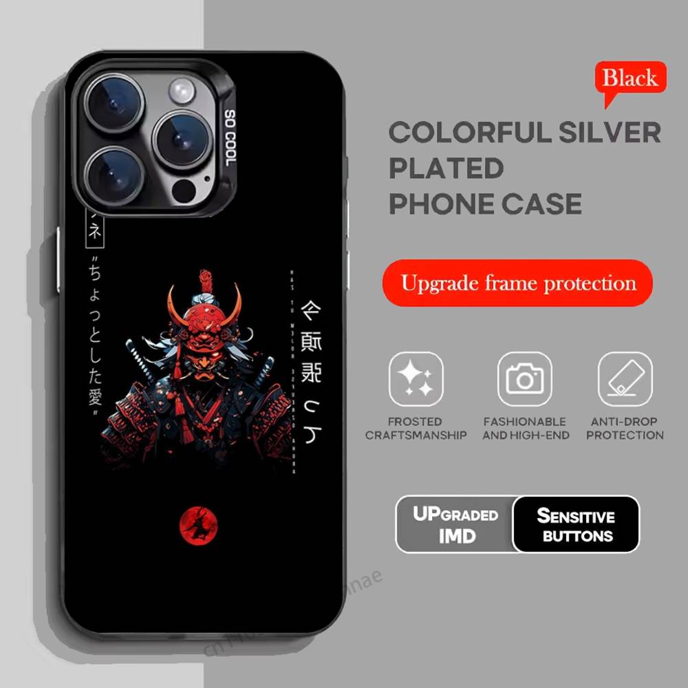Samurai Hannya Mask Ghost Printing Phone Case for iPhone 15 16 Pro Max Air SE 11 13 Pro 14 Plus 12 11Pro 15Pro Max 16e Cover