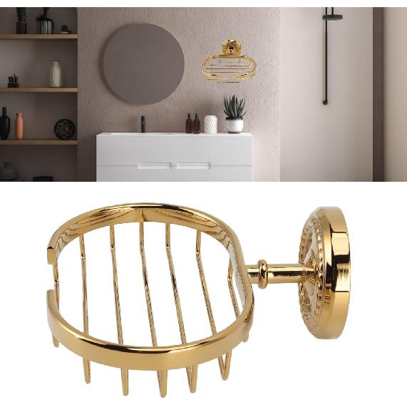 Garosa Bath Soap Dish for Shower Wall Mounted Metal Bar Soap Holder Sponge Holder Antique Basket for Bathroom Kitchen Screw Installation Gold Copper